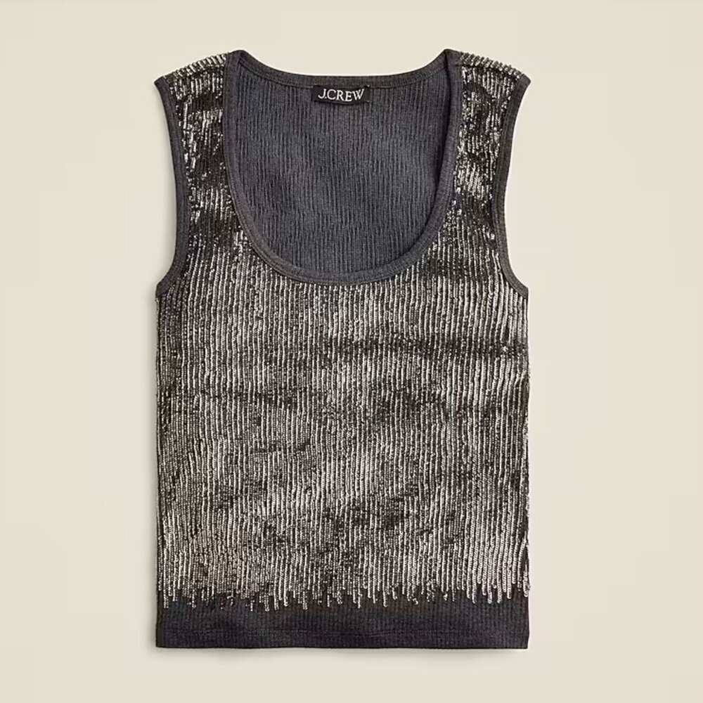 NWT JCrew Vintage rib sequin-embellished tank top size Small